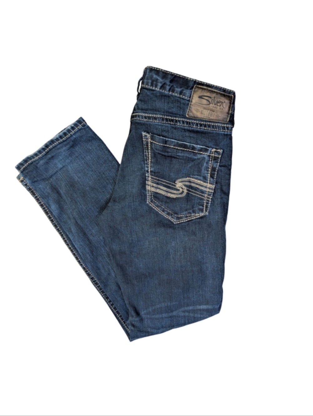 Silver Jeans Co "Eddie" Mens Jeans, Medium Wash, 32" Waist